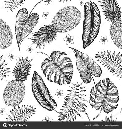 We print the highest quality palm leaf pins and buttons on the internet. Tropical Palm Leaves Seamless Pattern Black White Vector Illustration Palm — Stock Vector ...