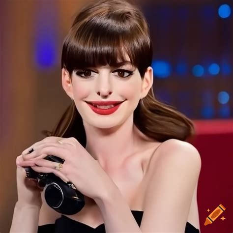 Anne Hathaway Getting Her Bangs Trimmed