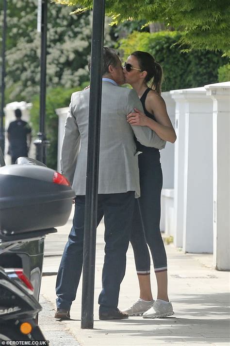 Hugh Grant 61 Kisses His Gym Gear Clad Wife Anna Eberstein 42