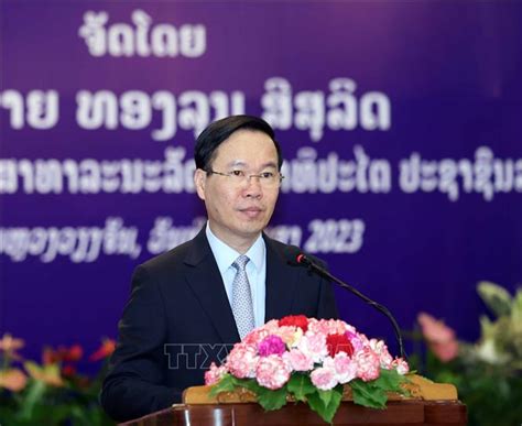 Lao Leader Hosts Banquet In Honour Of President Vo Van Thuong Vna