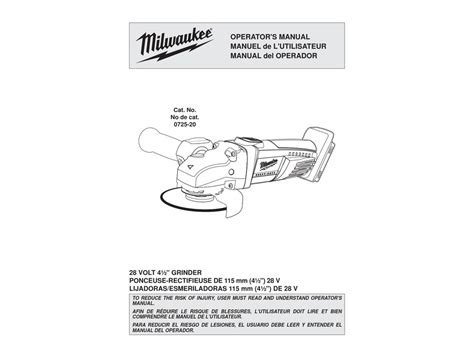 Milwaukee 0725 20 Operators Manual Pdf Download Manualslib