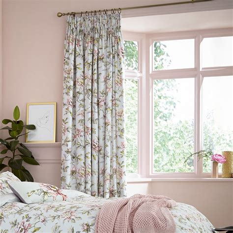 Peony Blossom Floral Print Curtains By Vanda In Silver Buy Online From