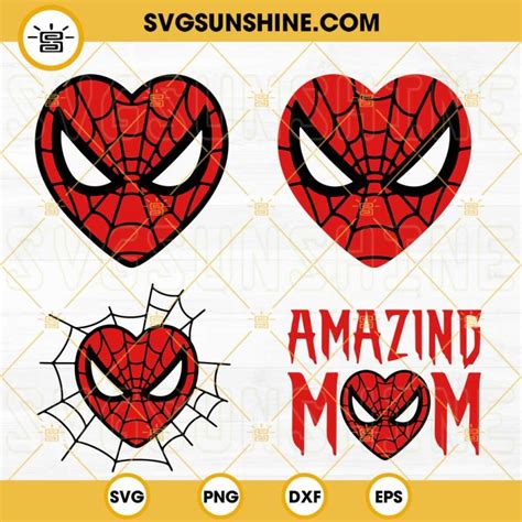 Spiderman Face Heart SVG Bundle, Amazing Mom Spiderman SVG, Marvel