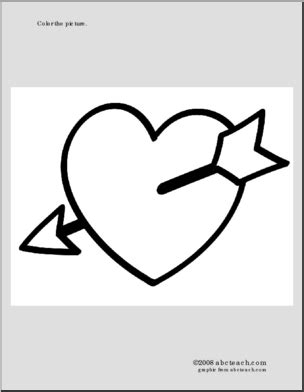 Coloring Page Heart With Arrow Abcteach