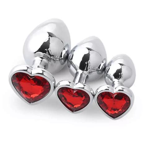cheap s m l diamond crystal stainless steel butt plug heart shaped removable anal plug
