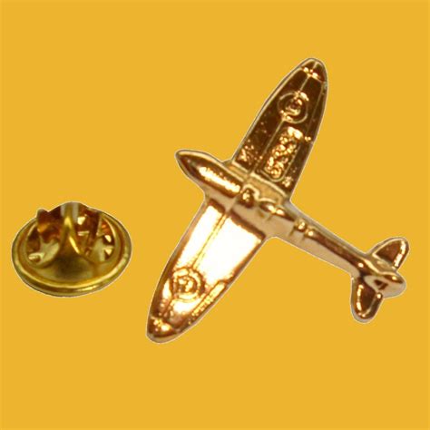 Bassin And Brown Spitfire Airplane Lapel Pin Gold