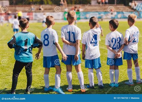 Children Sport Team Photo Group Of Young Boys Playing Soccer