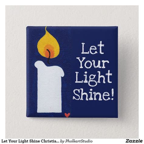 Let Your Light Shine Christian Candle Folk Art Button