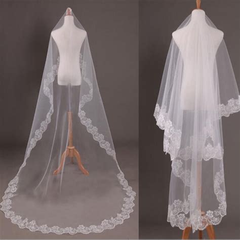 Elegant Appliques Tulle 3 Meters Long Wedding Veil