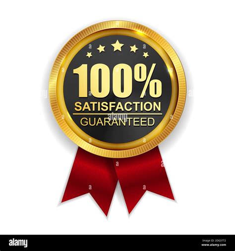 100 Satisfaction Guaranteed Golden Medal Label Icon Seal Sign Isolated