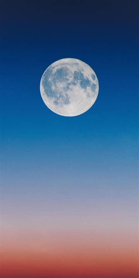 Download 1080x2160 Wallpaper Minimal Moon Sunset Nature Blue Sky