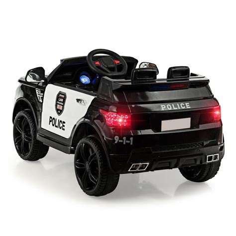 666 Kids Police Ride On Car 12v With Sound And Lights Bluetooth Black