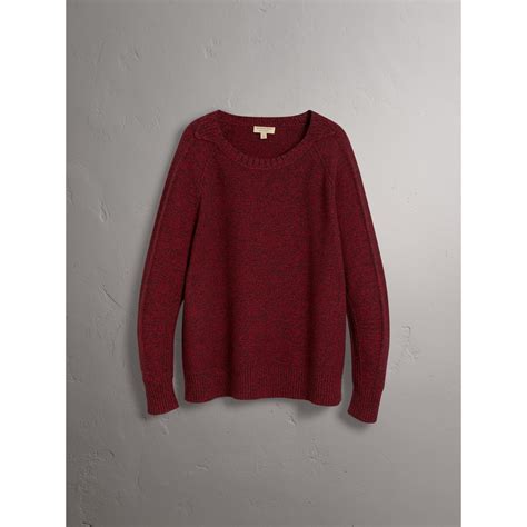 Melange Wool Sweater In Parade Red Women Burberry United States