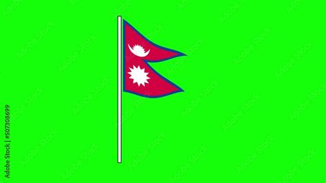 Nepal Flag Animation Seamless Loop Waving Nepal Flag On Green Screen Chroma Key Isolated