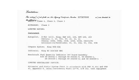 Faa Repair Station Xpzr185l Capability List