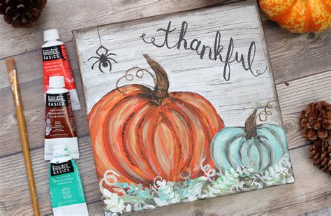 How To Paint A Pumpkin On Canvas Easy Beginner Fall Painting
