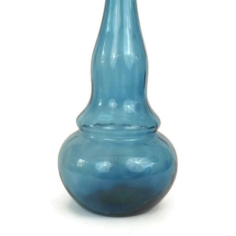 Vintage Blue Art Glass Genie Bottle Mid Century Italian Blown Glass Bottle