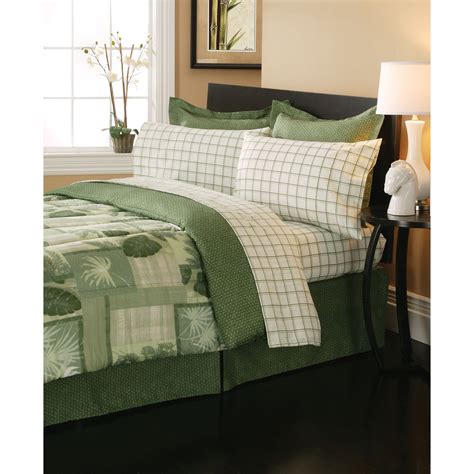 Essential Home 8 Piece Complete Bed Set Belize Olive Green Home Bed And Bath Bedding