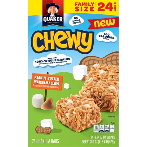 Quaker Chewy Granola Bars Peanut Butter Marshmallow 24 Bars Walmart