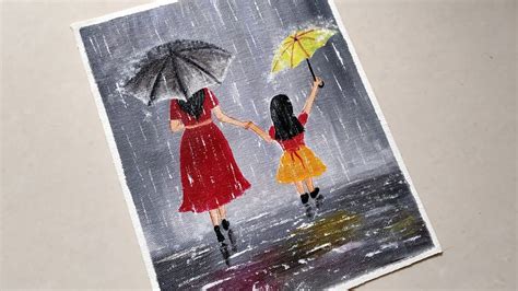 Easy Mothers Day Rainy Season Scenery Painting For Beginnersgirls