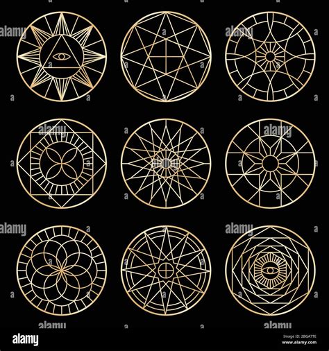 Esoteric Geometric Pentagrams Spiritual Sacred Mystical Vector Symbols