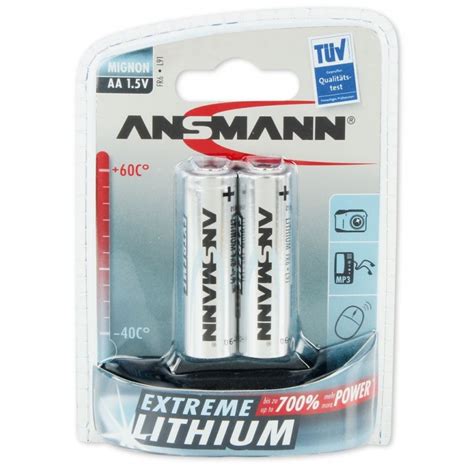 2x Piles Ansmann Extreme Lithium Mignon Aa Fr6 15v