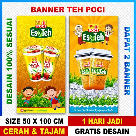 Jual Banner Spanduk Backdrop Teh Poci Paket 2 Banner Shopee Indonesia