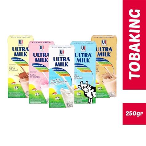 Promo Ultra Milk Susu Uht 250ml Full Cream Strawberry Cokelat Moka 250