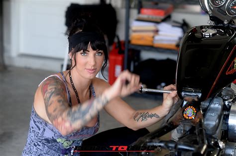 Born To Ride Motorcycle Babe Of The Week Brittany Working On Bike 35