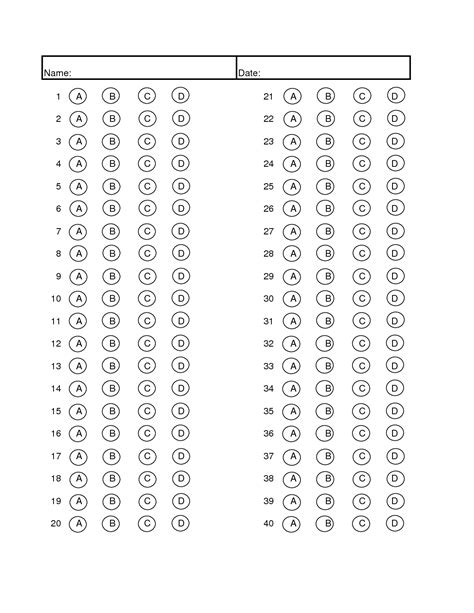 Free Printable Bubble Answer Sheets Rossy Printable