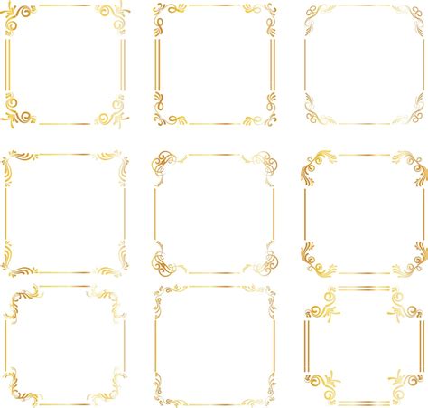 Gold Square Frames Borders Gold Wedding Clipart Digital Clip