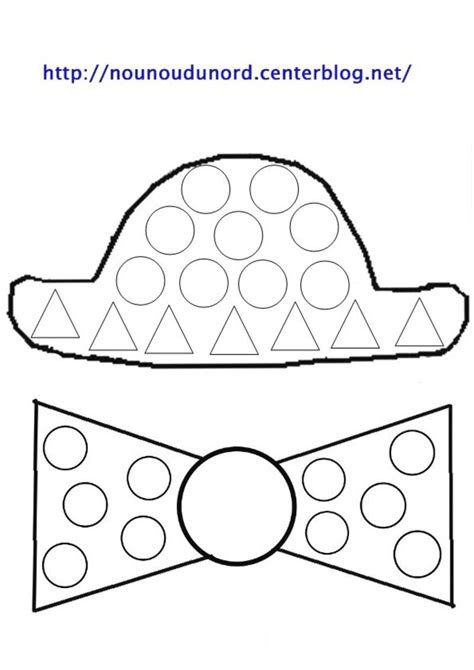 Coloriage arbre à gommettes dessiné par nounoudunord. coloriage chapeau et noeud, et à gommettes | Noeud ...