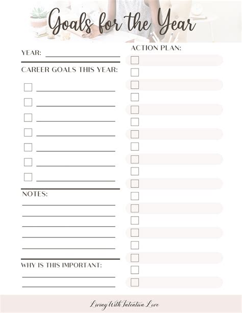 Printable Goals Checklist Planner Goals For The Year Goals Etsy