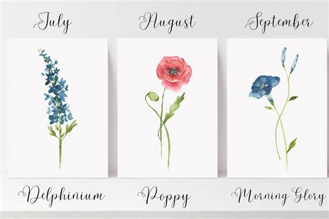 Birth Flower Painting Birth Month Floral Art Hand Painted Watercolor