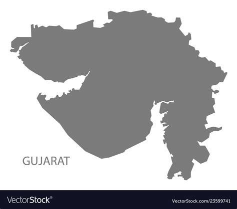 Gujarat India Map Grey Royalty Free Vector Image
