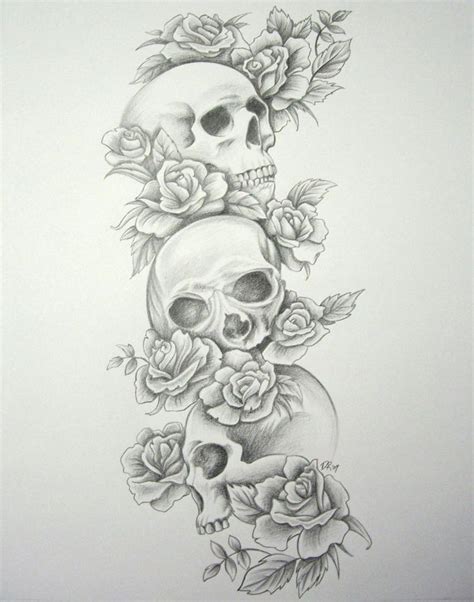Skulls And Flowers Tatoo Desenho Para Tatuagem De Caveira Esboço De