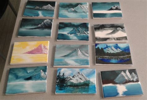 A Faithful Attempt Painting With Bob Ross Mini Acrylic Paintings