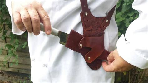 Tilt Forward Leather Chef Knife Shoulder Holster Sheath Etsy Custom