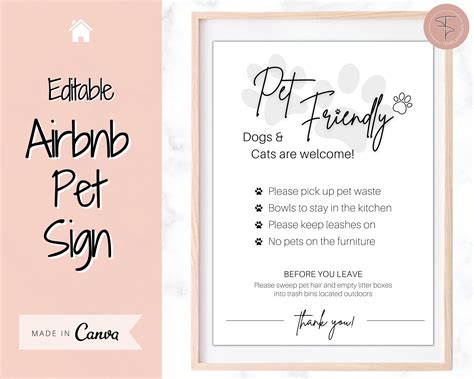 Airbnb Pet Sign Airbnb Template Airbnb Rules Signage Rental Vrbo