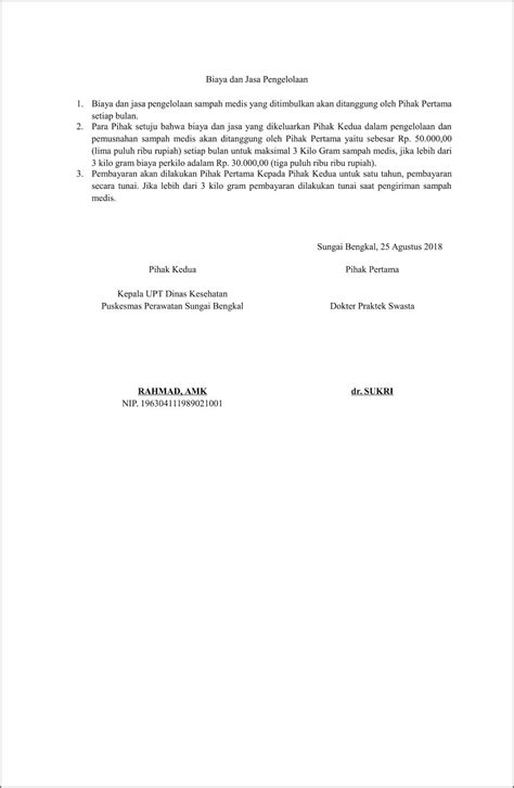 Contoh Surat Perjanjian Kerjasama Pengelolaan Limbah Medis Surat My