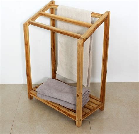 This freestanding bamboo towel stand is an ideal solution for drying your wet towels in the bathroom. Wooden Towel Rack Free Standing, Wooden Puzzle Wire Rack