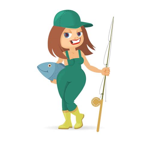 Fishing Woman Illustrations Illustrations Royalty Free Vector Graphics
