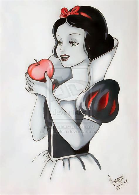 Snow White And The Red Apple Colored Sketch Drawing Disney Cartoon Drawings Disney Disney