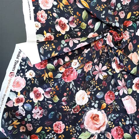 Organic Floral Printed Jersey Fabric By The Metre Painted Floral