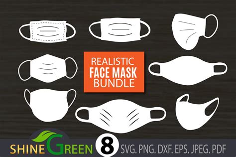 Mask Svg Bundle 8 Realistic Face Mask Clipart 1012025 Cut Files