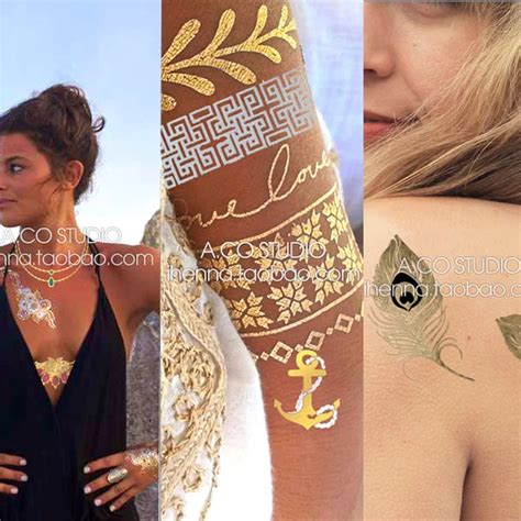 Hot Flash Metallic Waterproof Temporary Tattoo Gold Silver Tatoo Women