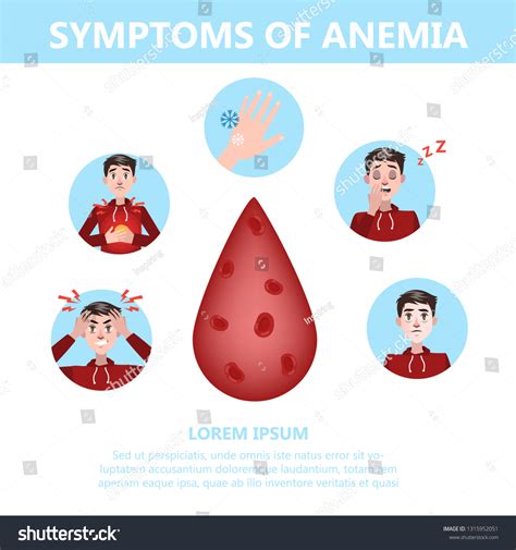 Anemia Symptoms Infographic Blood Disease Idea Vetor Stock Livre De