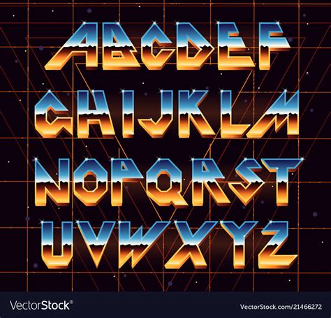 Alphabet 80 S Retro Font Royalty Free Vector Image