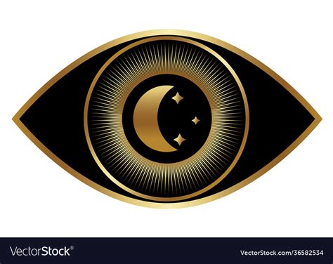 Eye With Moon And Stars In Pupil Royalty Free Vector Image
