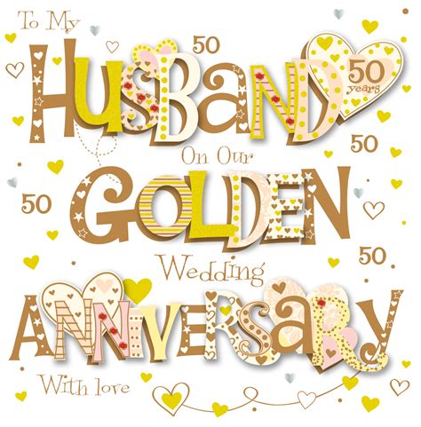 Husband Golden 50th Wedding Anniversary Greeting Card 8 Square